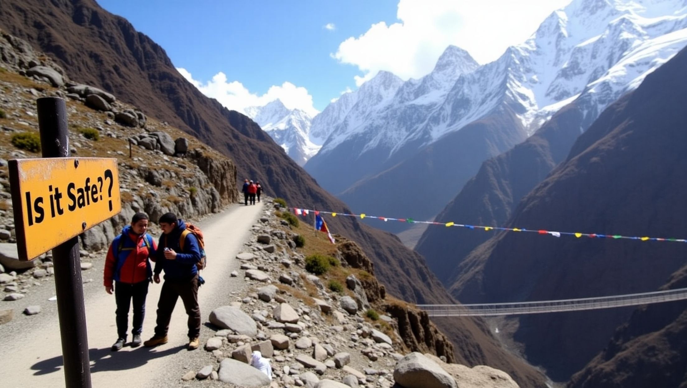 Trekking trail on the Manaslu Circuit, showcasing safe mountain paths in Nepal